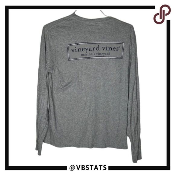 Vineyard Vines Small Long Sleeve Gray Graphic Design T-Shirt - Picture 2 of 4